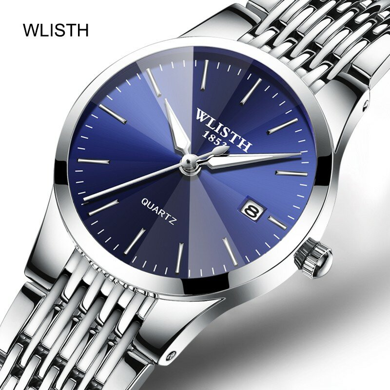 Fashion Wlisth Top Brand Luxury Couple Full Stainless Steel Lovers Quartz Or Women & Men Convex Dial Analog Gift Wrist Watches
