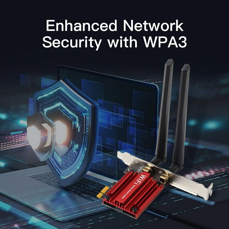 WiFi6E kartu WiFi 802.11AX AX200 PCI Express, adaptor jaringan nirkabel Bluetooth 5.3 Triple Band 2.4G/5GHz/6GHz