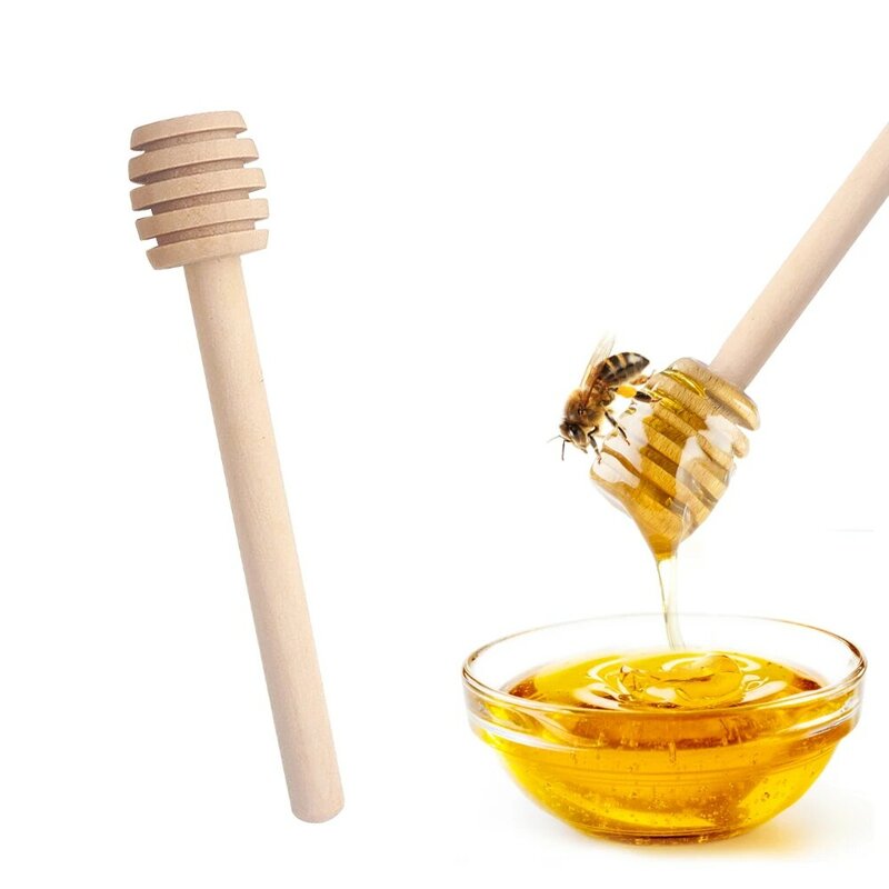 1PC 8/10cm Honey Stir Bar Mixing Handle Jar Spoon Practical Wood Dipper Honey Long Stick Supplies Honey Kitchen Tools