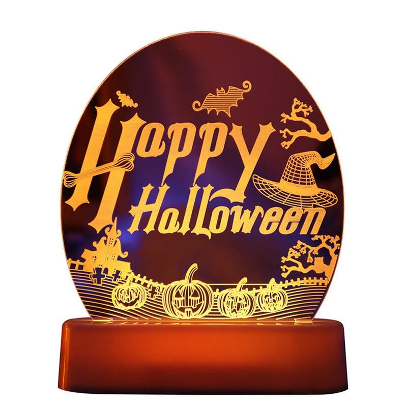 Noc Halloween światło kolorowe czaszka z dyni 3D akrylowa iluzja lampka biurkowa ozdoby dekoracyjne na Halloween imprezę świetlną
