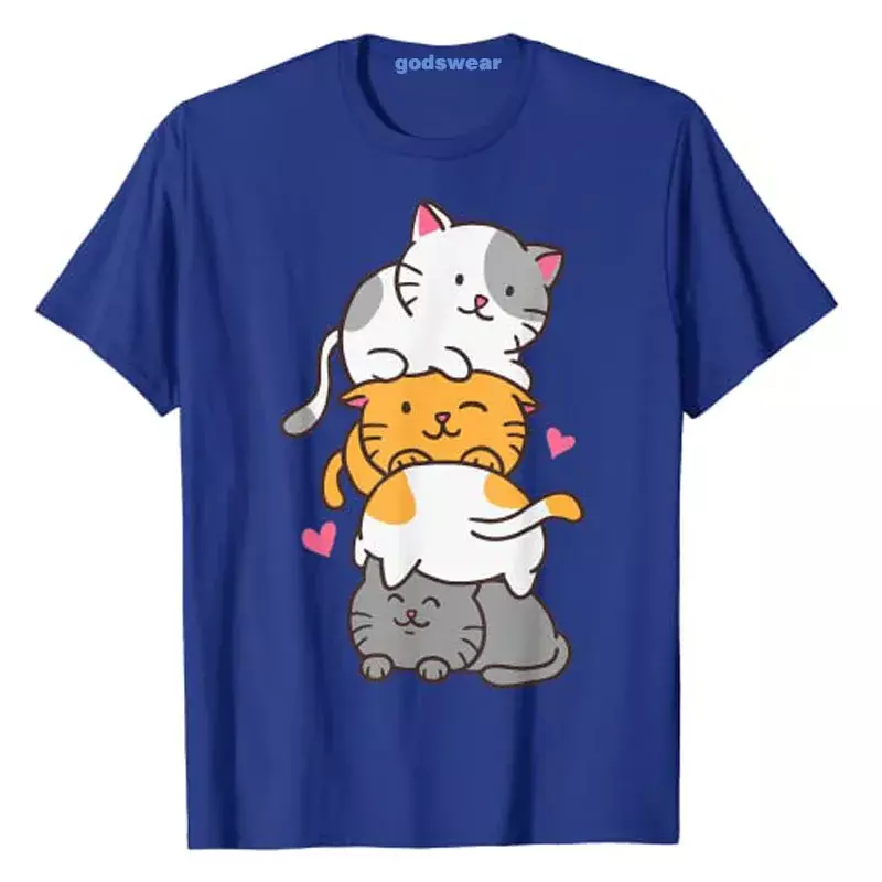 Camiseta de Anime Kawaii Neko para mujer, ropa estética, Camiseta estampada de dibujos animados, Top informal