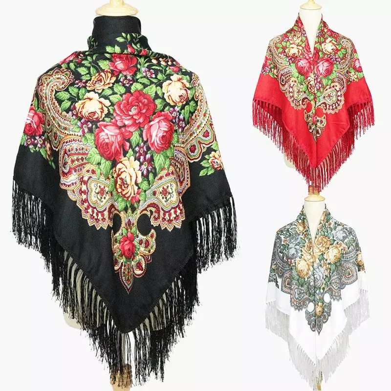 National style Su shawl Russian style scarf Cotton warm shawl large square scarf Russian dress Russian scarf costume