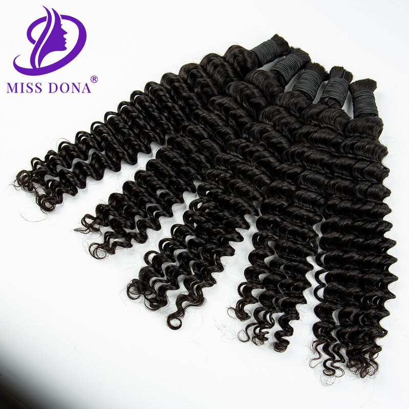 Bulk Deep Wave Hair Extensions for Women, Curly Virgin Hair, Black Weaving, Hair Salon Supply, 16-28 em
