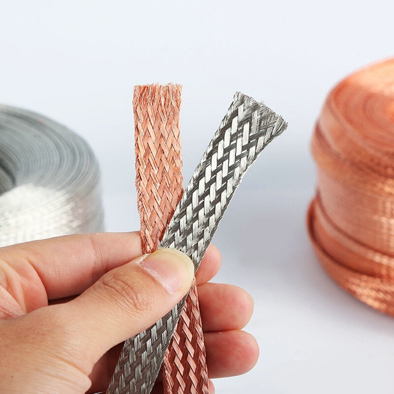 1/2/5M Tinned Copper Braided Sleeve Strap Connecting Wire 1.5/4/6/10/25/35mm²  Conductive Tape Desoldering Braid Welding Solder