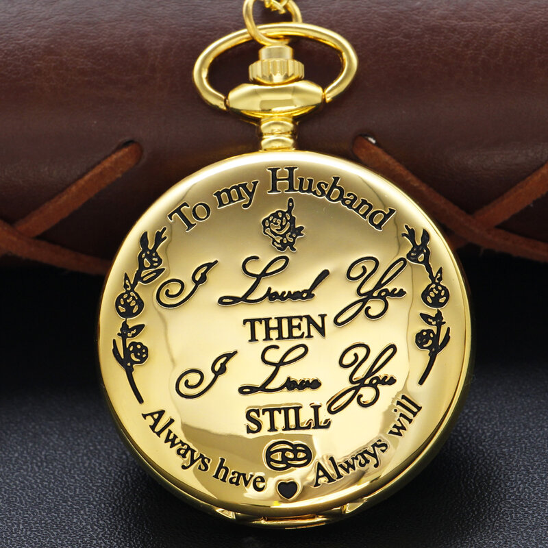 To My Husband Quartz Pocket Watch Exquisite Necklace Pendant Fob Chain Vintage Steampunk Pocket Watch Men and Women CF1205