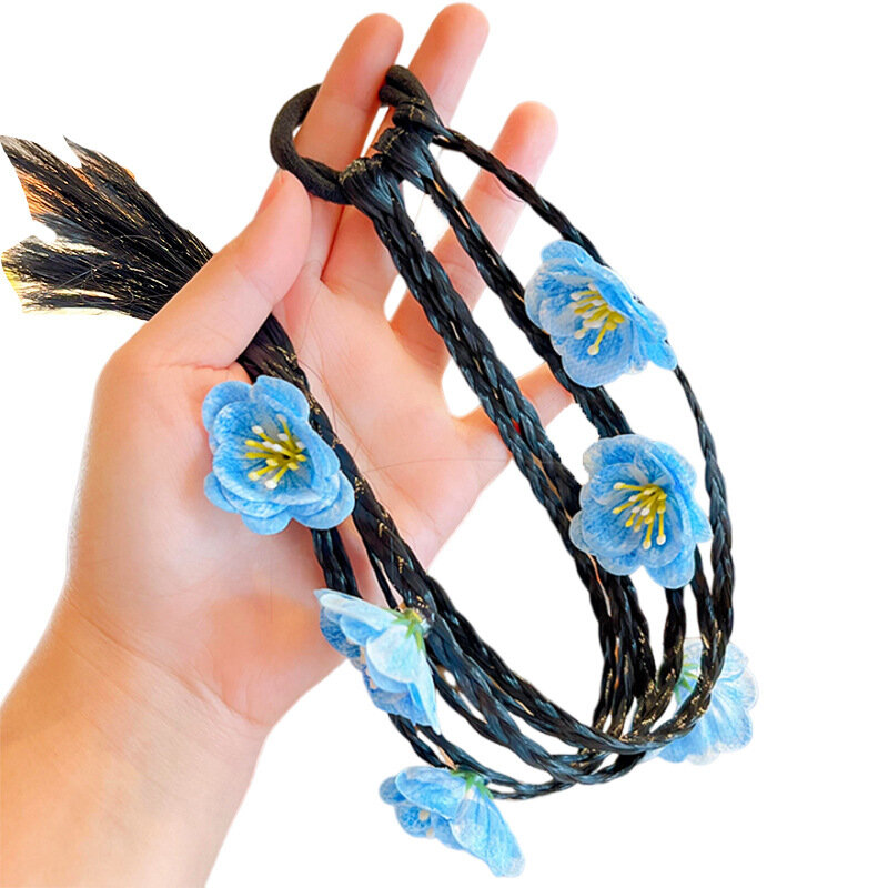 1 шт. милые элегантные цветочные парики для девочек повязки на голову для конского хвоста резинки повязки для волос Головные уборы Детские аксессуары для волос
