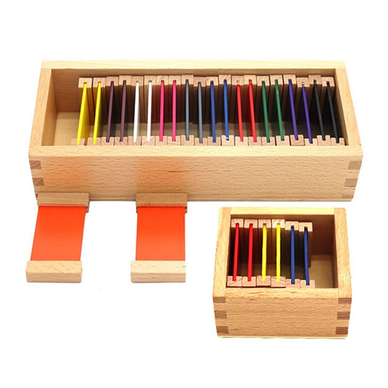 กล่องแท็บเล็ตไม้สำหรับฝึกก่อนวัยเรียนทำจากไม้1/2 2/3สีเพื่อเป็นของขวัญวันเกิด