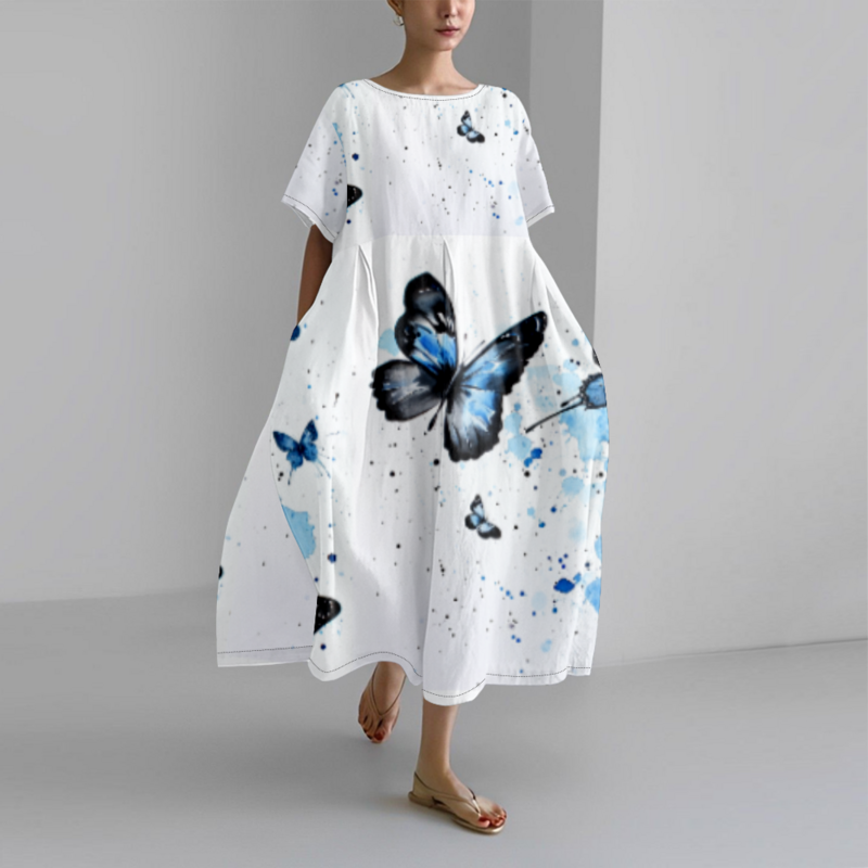 Летнее платье 2024, роскошный женский пляжный сарафан в ретро стиле, свободное платье макси большого размера, элегантное платье для курортной девушки