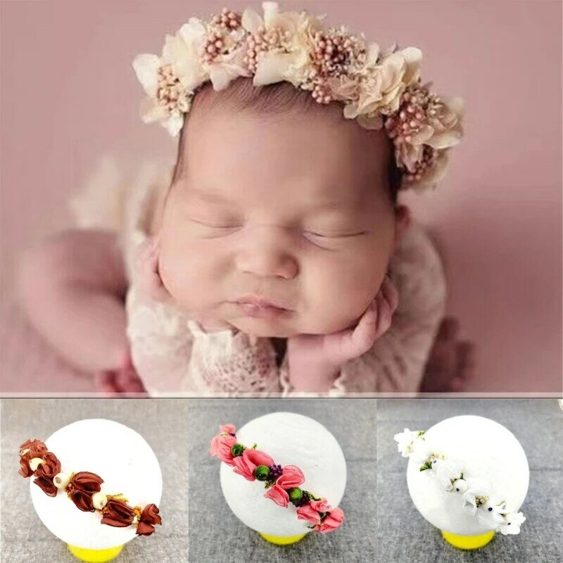 Adorável faixa de cabelo floral para recém-nascidos, adereços para fotografia, faixas elásticas para cabelo