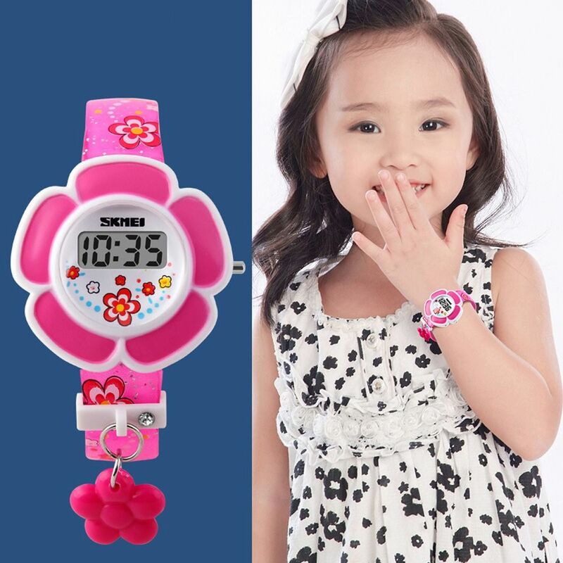 Детские часы для мальчиков, детские электронные часы, Мультяшные наручные часы, корейские силиконовые наручные часы с цветком