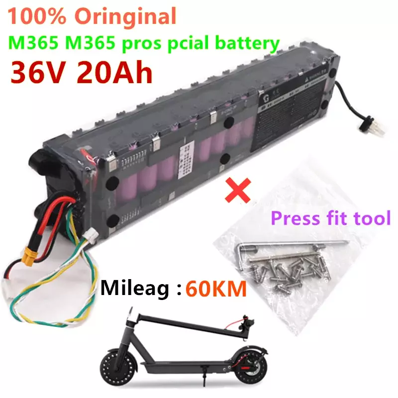 Bateria de lítio 36v, 20ah, 18650, 10 p, 20000mah, 250w-500w, 42v e m365, scooter elétrico com bms