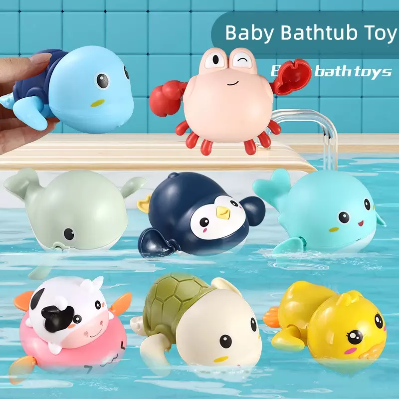 Play Water Swimming Toys Crianças Crianças Banheira Animais Chuveiro Banho Clockwork Dolls Baby Summer Bathroom Bathing Cute Funny Toy