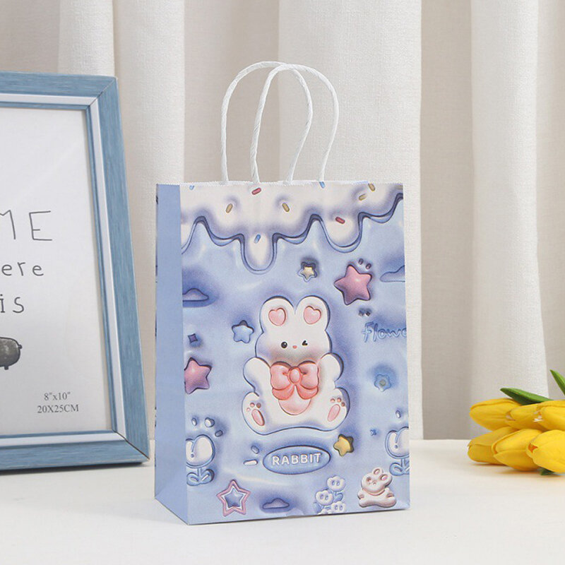 Cartoon Einkaufstasche drei dimensionale Kaninchen Verpackung Taschen Party Geschenk Kraft papier Beutel Shopping Dekor liefern