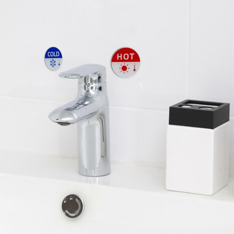 6 buah penutup dekoratif Label tanda air merah dan biru Label dingin panas dan tahan lama untuk wastafel dapur kamar mandi