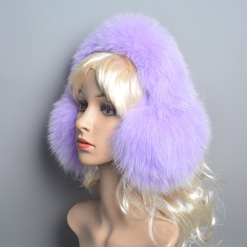 Real Fox Fur Earmuffs For Winter Women Warm Natural Raccoon Fur Earmuffs Girls Ear Warmer Genuine Fur Scarves Plush Ear Muff
