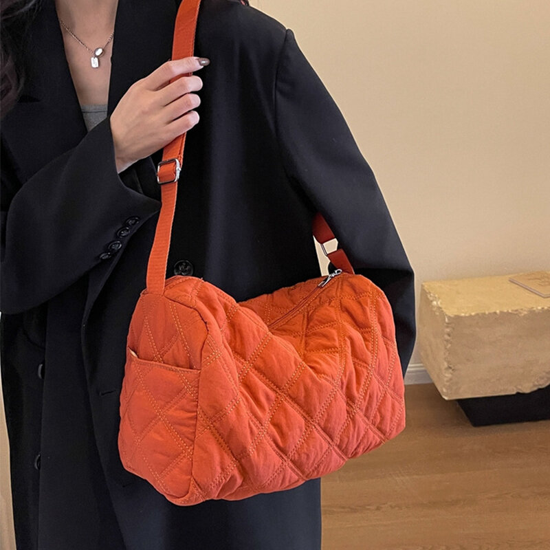 Quadratische Umhängetaschen Damen Mode taschen kissen förmig ins Design Faden muster lässig einfarbig Tasche für Frauen