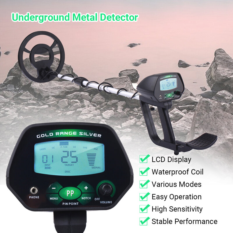 Detektor logam profesional, pendeteksi emas bawah tanah akurasi tinggi pencari logam tahan air pencari koil harta karun