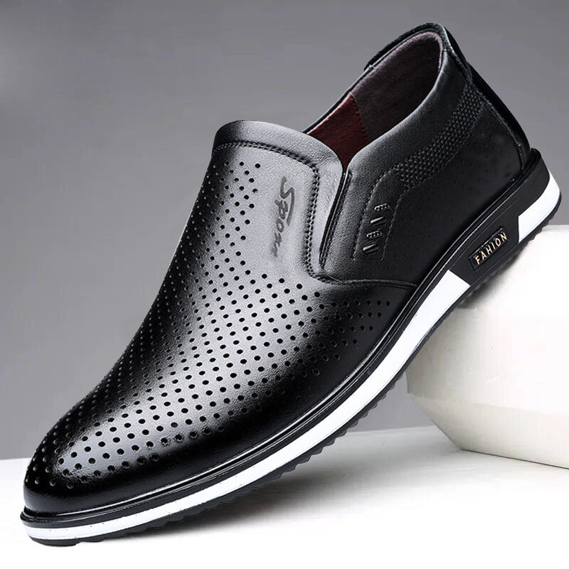 Leather Shoes Men's Leather Spring New Men's Business Casual Soft-Soled Non-Slip Breathable All-Match Footwear Driving Shoes