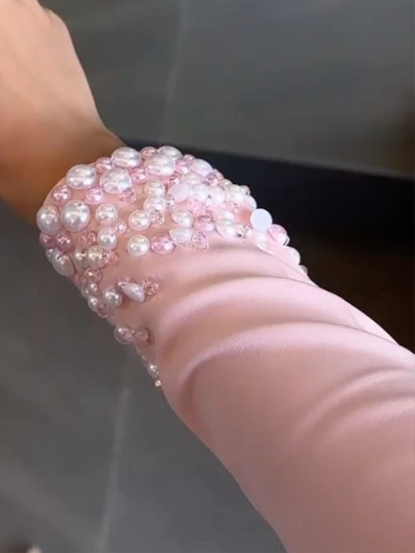 Jirocum gaun Prom putri duyung seksi gaun malam pesta bermanik merah muda wanita gaun acara khusus Arab Saudi panjang teh 2024