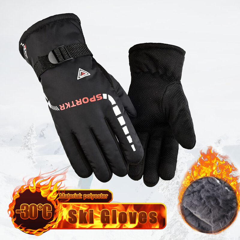 Waterproof Winter Warm Ski Cycling Motocycle Gloves Anti-slip Thickness Thermal Sports Camping Gloves for Men Women Travel Glove