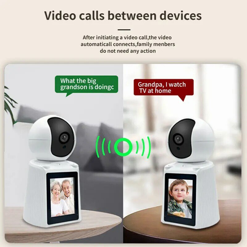 كاميرا مكالمات فيديو ذكية واي فاي ، شاشة IPS ، FHD1080P ، صوت ذو اتجاهين ، مساعد صوت ، مكالمة زر دفع