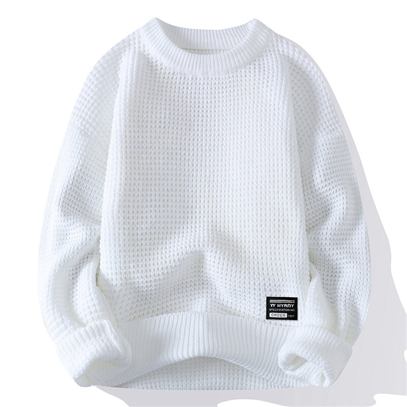 Pull tricoté Harajuku pour homme, Streetwear, Hip-Hop, à la mode, couleur unie, col rond, surdimensionné, décontracté, Couple, hiver