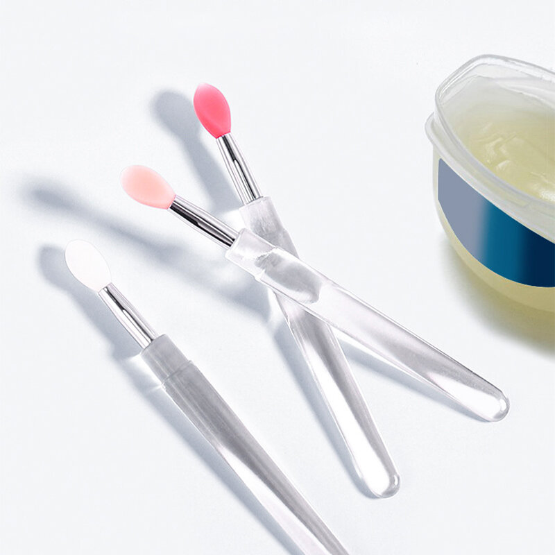 1/3/5 buah tongkat aplikator silikon datar sikat bibir dapat digunakan kembali dengan penutup untuk pencegahan debu bubuk kuku silikon alat aplikasi