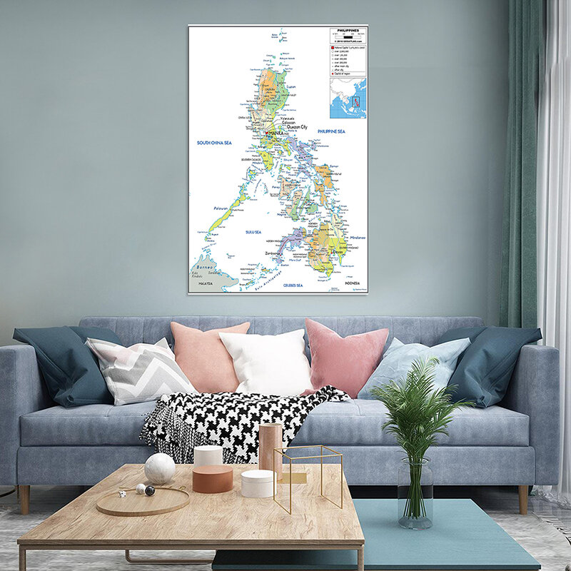 100*150cm The Philippines Map Administrative Map In English Wall Art Poster and Print Living Room Home Decor School Supplies