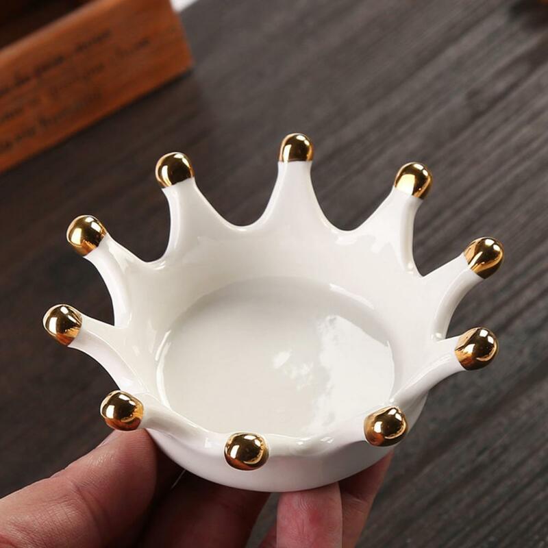 Полезный декоративный лоток для ювелирных изделий в форме короны, многоразовый изысканный керамический органайзер для демонстрации ювелирных изделий с короной