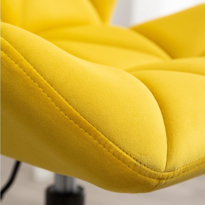 Roundhill-Eldon Diamond Tufted Office Chair, cadeira giratória ajustável, móveis amarelos