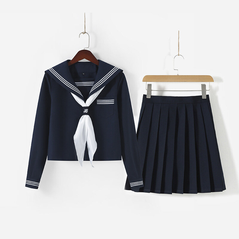 School Uniform Dress Cosplay Costume Japan Anime Girl Lady Lolita Japanese Schoolgirls Sailor Top Tie Pleated Skirt Outfit Women