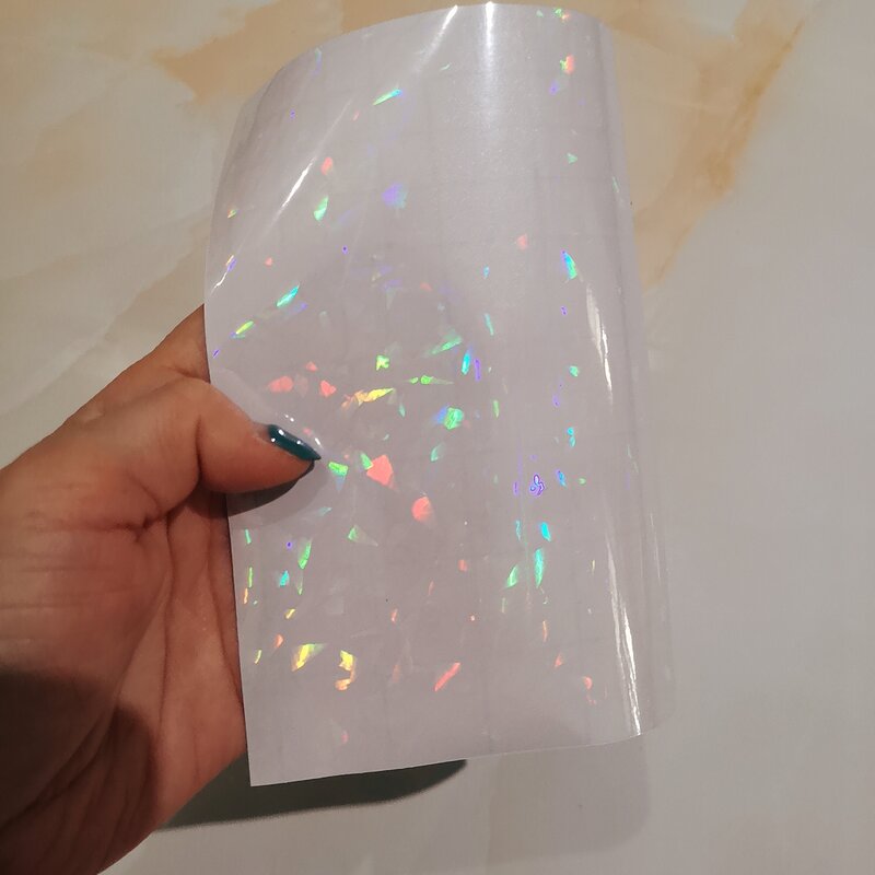 Cinta de película adhesiva holográfica transparente de una hoja, 150X105MM, laminada en frío en papel, tarjeta de embalaje de plástico DIY