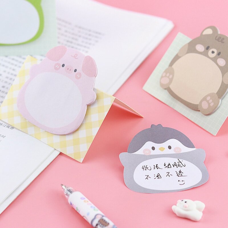 Thickened Stickers Animal Sticky Notes Notepad Penguin Cartoon Adhesive Memo Pads Rabbit Bear Creative Thickened Stickers