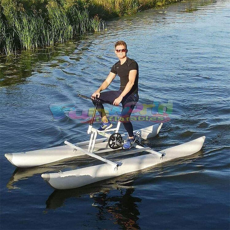 Water sport equipment sea inflatable water bicycle pedal drive inflatable float boats foldable water bikes for sale