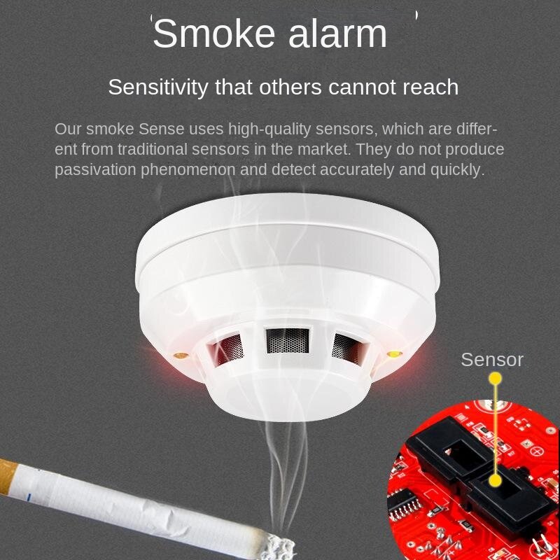 Alarma de humo con cable para el hogar, herramienta portátil de advertencia de recordatorio seguro, de 12V Detector de humo, Sensor de detección de humo de fuego, 1 unidad