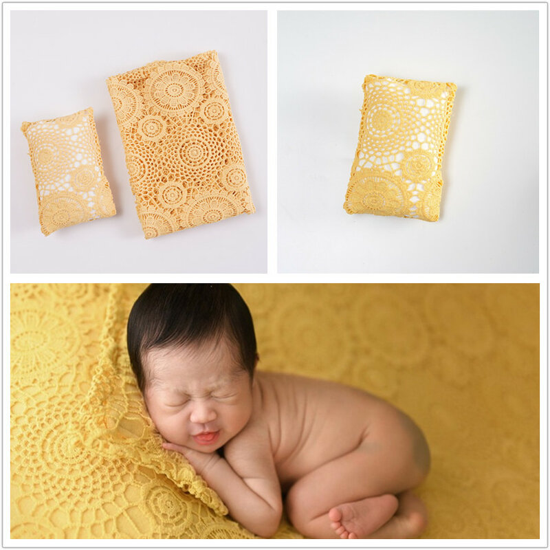 2022 juego de almohadas de tela de encaje para recién nacido, accesorios de fotografía, manta de cojín de relleno de cesta de bebé