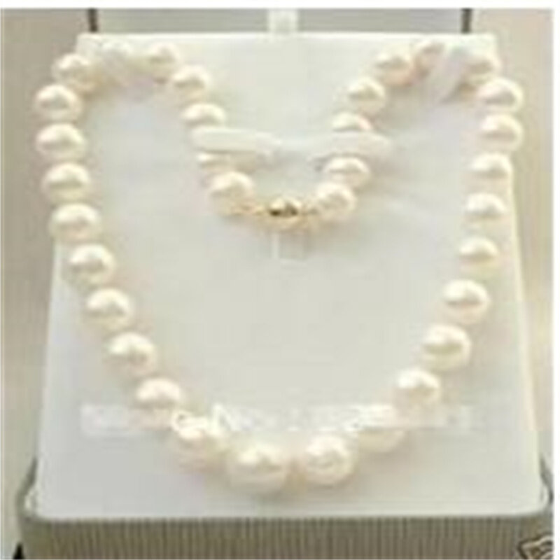 natural  gold clasp 9 - 10 mm Akoya pearl necklace 17 ''