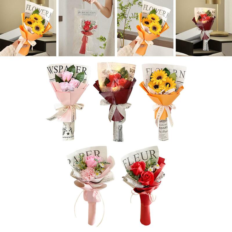 Artificial Soap Flowers with String Lights Party Kitchen Soap Flower Bouquet