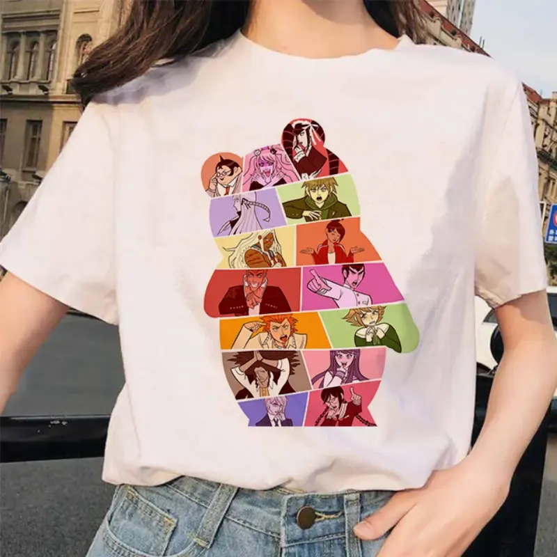 Camisetas engraçadas estampadas de anime masculino, tops de Harajuku, moda de rua alta, casual com gola redonda, manga curta, unissex, verão