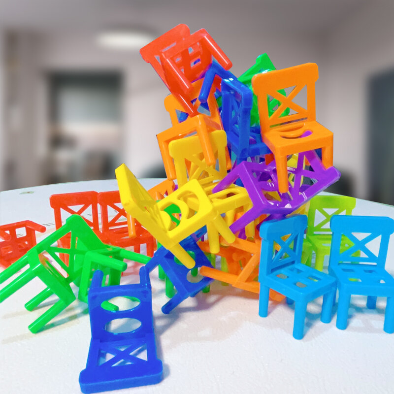 Juego de mesa interactivo para padres e hijos, minisilla de equilibrio, bloque de montaje de plástico, silla apilable, juguete de entrenamiento de equilibrio, 100 piezas