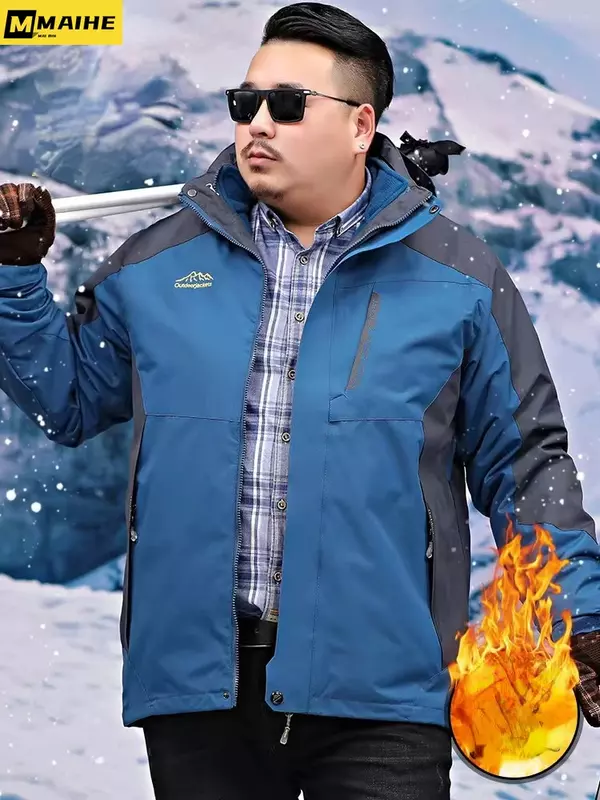 Parka de ski coupe-vent pour homme, manteau à capuche rétro, veste plus polaire, équipement de chasse, chaud, plus, hiver