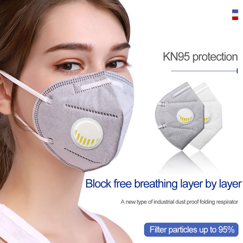 Mascarilla FFp2 reutilizable para adulto, máscara de seguridad con válvula de respiración, filtro de 5 capas, kn95