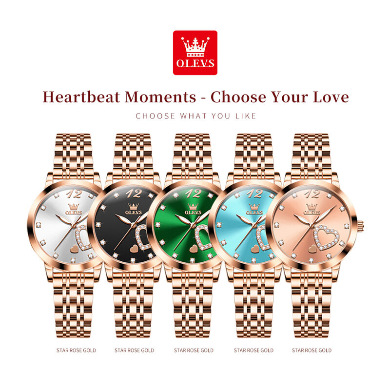 OLEVS-Relógio de aço inoxidável impermeável feminino, relógio de pulso de quartzo feminino, lindo diamante, marca superior, moda luxo