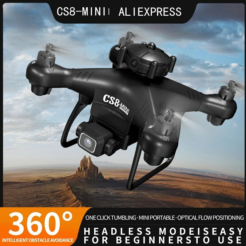 CS8 Mini Drone Profissional, Evitar Obstáculos, Grande Angular, ESC RC Ajustável, Brinquedo Quadcopter, Câmera Dupla, HD, 360 RC, 4K, 6K