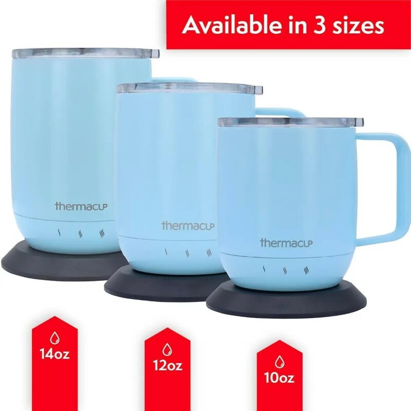 Premium Self-Heating Coffee Mug with Lid, Temperature Controlled Led Electric Smart Mug, 3 Custom Heat Settings