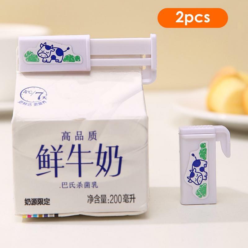 2 szt. Plastikowe styl japoński kartonu mleka zatrzask uszczelniający zatrzask uszczelniający na napoje w pudełku torba na przekąskę klips do zamykania torebek z żywnością zatrzask uszczelniający gadżetów kuchennych