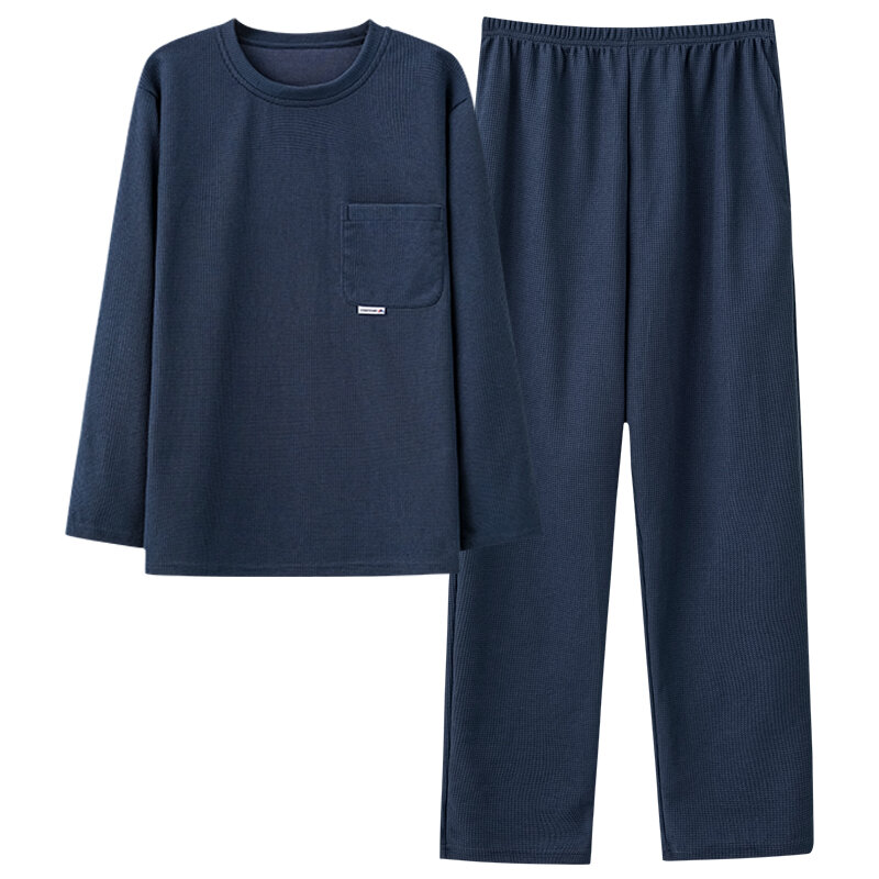 Grandes jardas L-4XL pijamas de algodão completo homem pijamas para hombre manga longa casual pijamas homens homewear sólido conjunto para o sexo masculino
