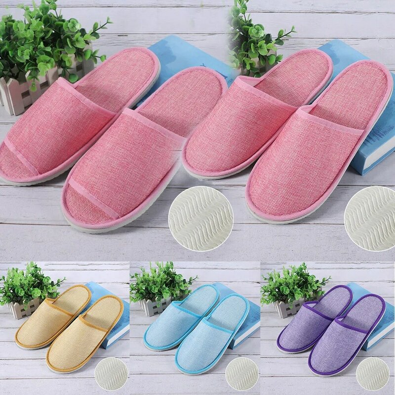 Non-slip Guest Slippers Cotton Linen Loafer Shoes Unisex Flip Flop Slippers Hotel Slippers Home Four Seasons Solid Wedding Shoes