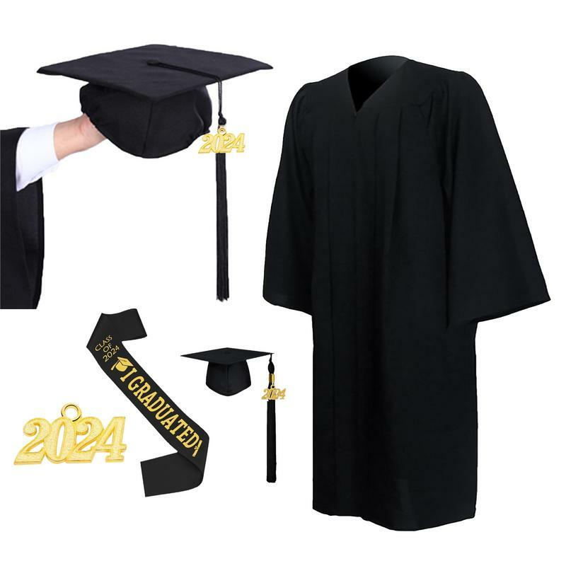 Vestido de graduación y gorra con borla Unisex, gorra y vestido de ceremonia de graduación de la Universidad de la escuela secundaria, 2024, 2024