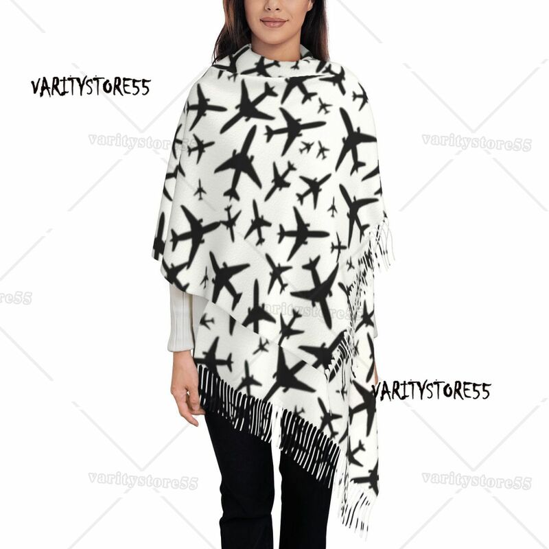 Stampa personalizzata aeroplani casuali modello sciarpa uomo donna inverno autunno sciarpe calde Aviation Fighter Pilot scialle Wrap